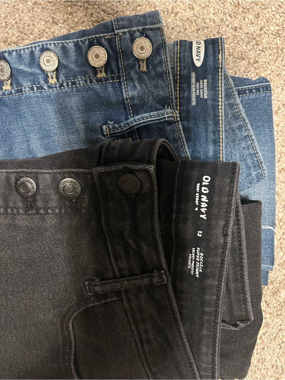 Old Navy High-Rise Button-Fly Jeans — Black & Classic Blue